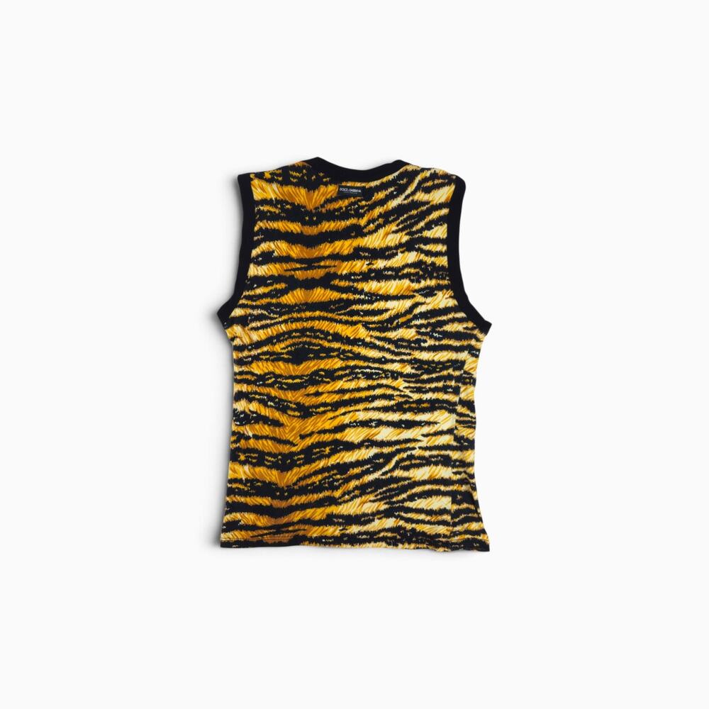 Y2k Dolce & Gabbana Sleeveless Top Tiger Print Vintage - Size Medium - Picture 2 of 5